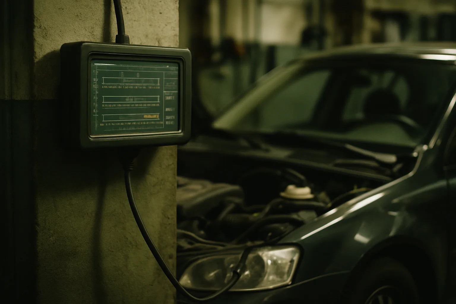 Engine diagnostic equipment in the shop